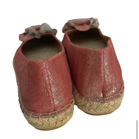 Donald J Pliner cloth pink silver antiqued bow detail flat jute espadrille size8 - Picture 7 of 14
